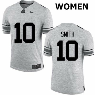 NCAA Ohio State Buckeyes Women's #10 Troy Smith Gray Nike Football College Jersey TQF6645ZN